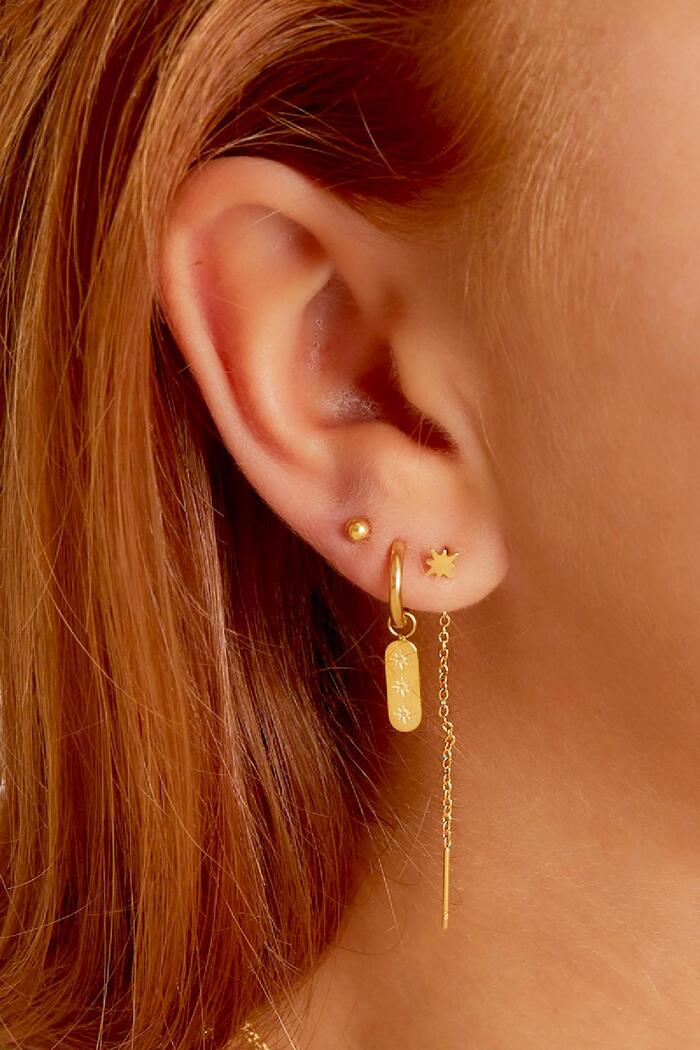 Boucles d'oreilles chaîne en acier inoxydable étoile Argenté Image3